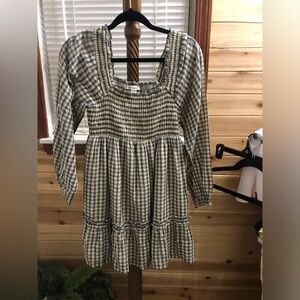 American Eagle Outfitters Plaid Mini Dress - Blue and Cream